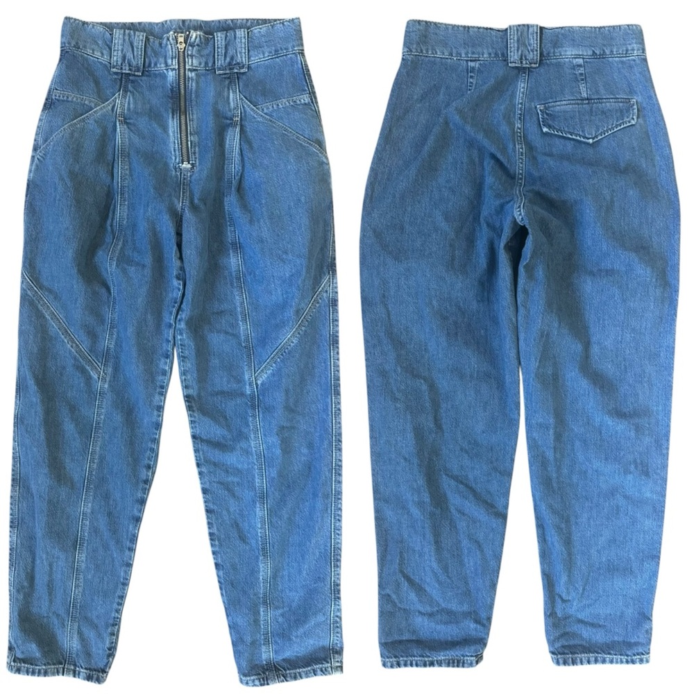 Etica Zoya Utility Jean Medium Wash High Rise Zipper Fly Tapered Jeans Size 27